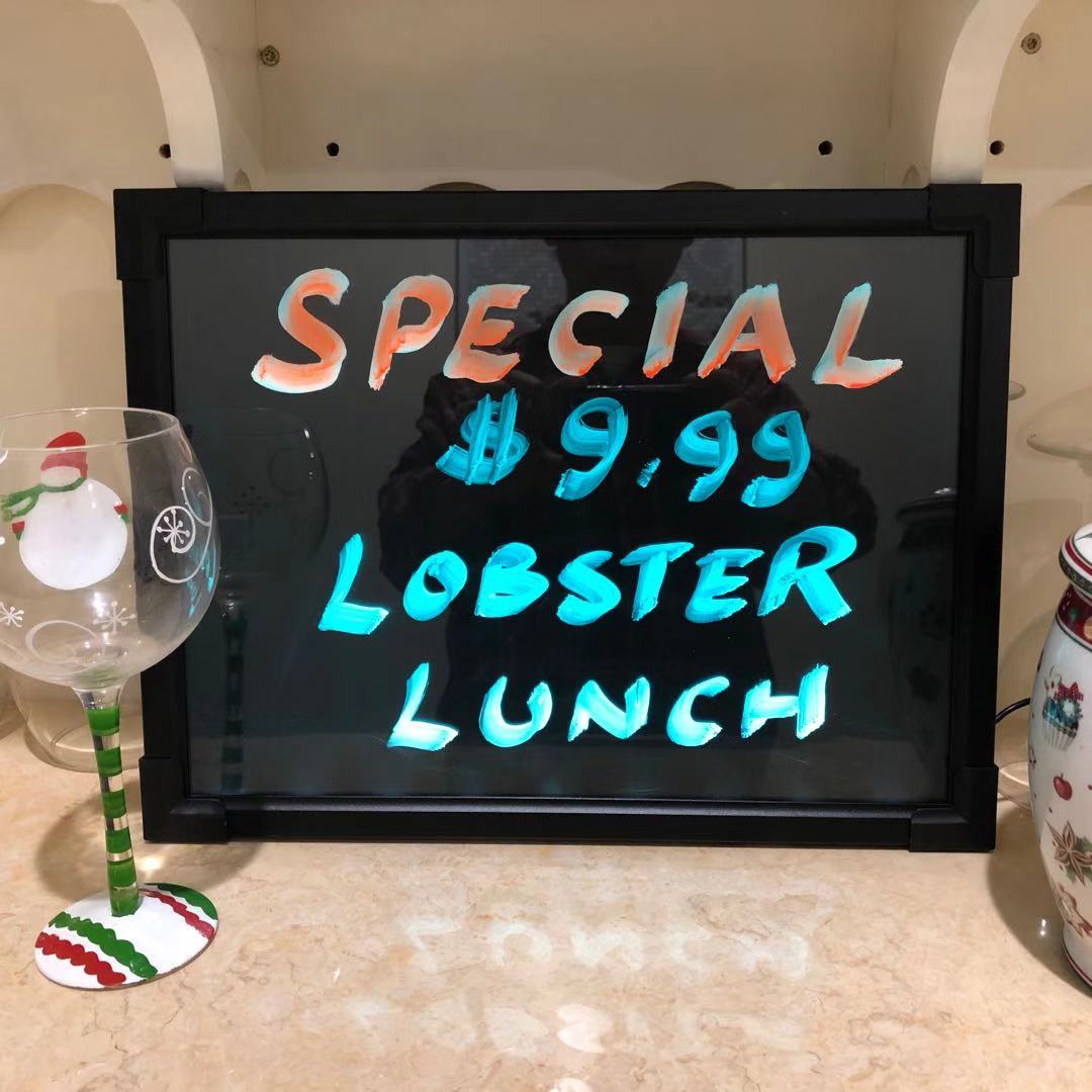 LED Menu Board 12"x16" Message Sign Display Dry Erase Neon Board One